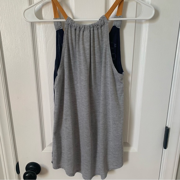 Women’s Xhilaration Small BohemianTank Top Navy Blue w/Flowers - Picture 6 of 7